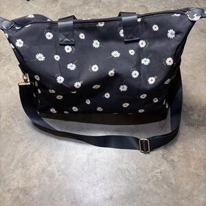 Floral Black Tote Bag